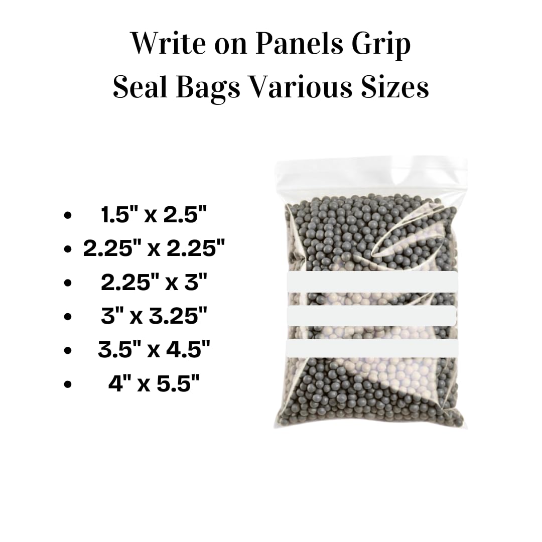 Lot de 2000 sacs hermétiques 8.9x11.4 cm, multi-usages, inscriptions sur panneau/rayures, petits sacs réutilisables et refermables en polyéthylène transparent – Différentes tailles (8.9x11.4 cm)