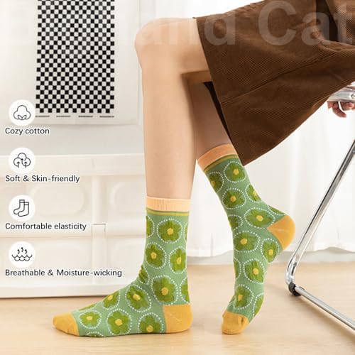 Image of IIG Womens Novelty Cotton Crew Socks Cute Animals Socks Fun Flower Socks (fit women's shoe size 5-9)