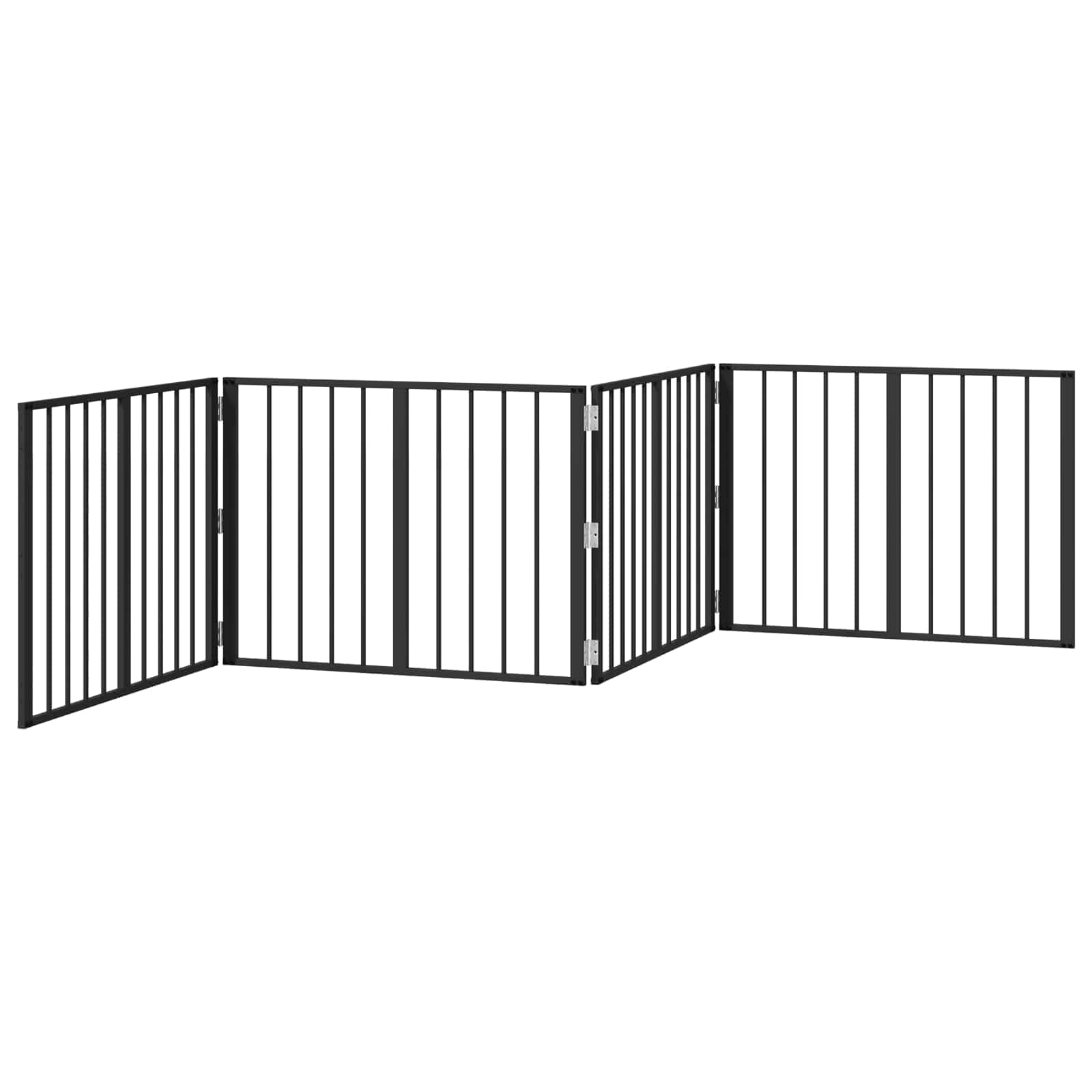Portería para perros de acero galvanizado negro, 4 unidades de 80 x 60 cm, plegable y portátil, para cachorro y perro, como parque seguro, protección interior y exterior, valla flexible para