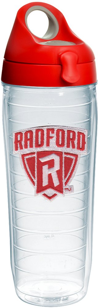 Tervis Radford Highlanders Logo Insulated Tumbler with Emblem and Red with Gray Lid, 24oz Water Bottle, Clear