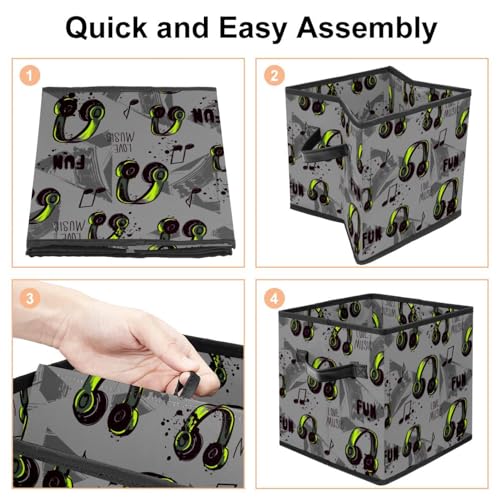 Boîte de rangement pliable avec poignées en tissu rigide style cube