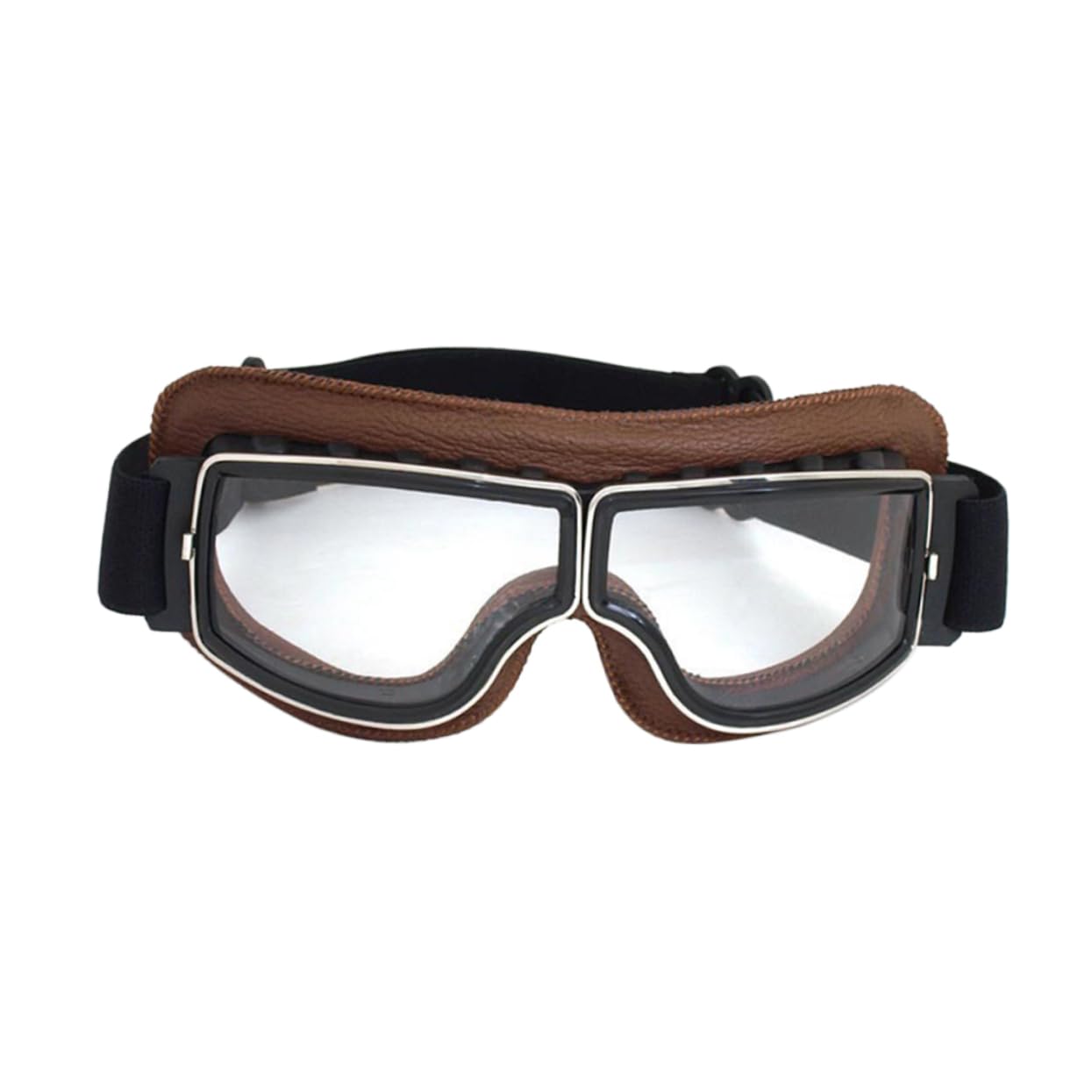 BESPORTBLE Riding for Skiing Snowboarding and Motorcycling -fog Lenses Elastic Band Comfortable High-density Sponge Brown Frame Transparent Lens