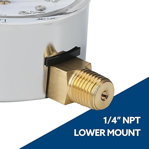 Miniatura 6 de Medidor de columna de agua de 0-60 pulgadas, medidor de cápsula de baja presión, tamaño de dial de 2-12", montaje inferior NPT de 14", ajuste cero,