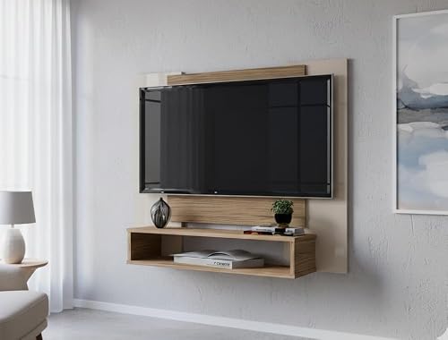 Painel para Tv Smart 50 Polegadas Sala/Quarto/Decoração com Nicho (OFF WHITE FREIJÓ)