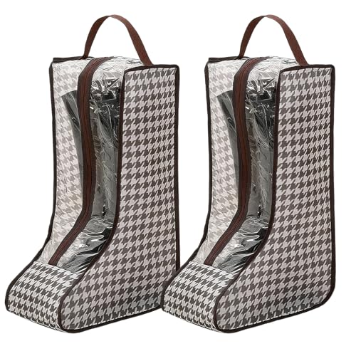 2 Pack Portable Boot Storage Organizer Tall Boots Portable Dust Proof Shoe Travel Bag Brown Waterproof Boot Bags for Cowboy Boots Shoe Bags for Travel and Daily Use