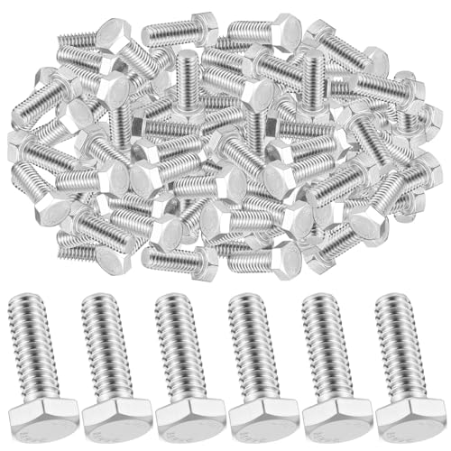 Image of Zonon 50 Pcs 5 /16-18 x 1 inch Hex Head Screw Bolt 18-8 (304) Stainless Steel Hexagon Bolts, Fully Threaded, Plain Finish, External Hex Drive (Silver)
