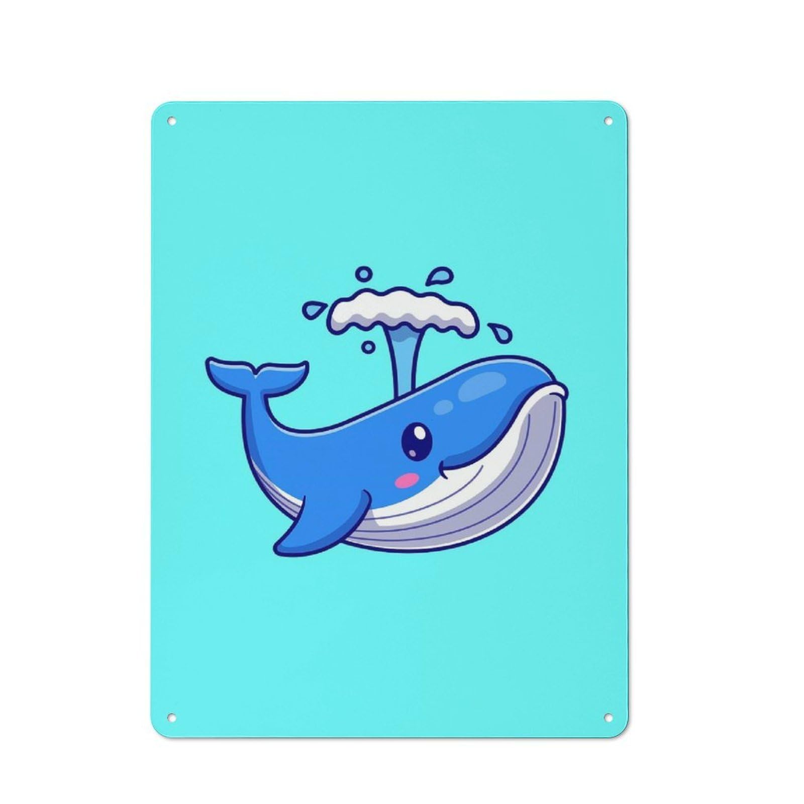 Junmoney Cute Whale Cartoon Retro Tin Sign 40X30cm For Guest Room Or Hallway, For Kitchen, Dining Room And Home Bar Wall Decor
