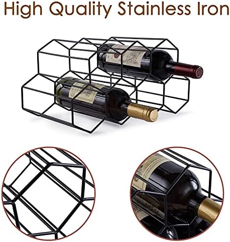 Vista 2 de Fomanish - Soporte para 7 botellas, estante de vino independiente, moderno soporte de mesa de metal para cocina y bodega