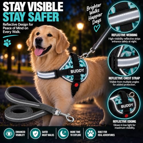 Image of 3D Cube Dog Vest Harness with Leash - No Pull, Reflective & Adjustable