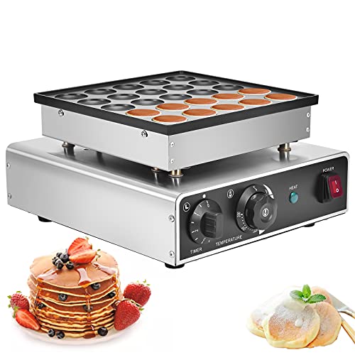 Panghuhu88 25Pcs Mini Dutch Pancake Maker, 950W Electric Non-stick Muffin Maker Machine, Poffertje Maker Dorayaki Pancake Maker Machine for Bakery Home and Kitchen Restaurant Snack Bar (US Plug 110V)