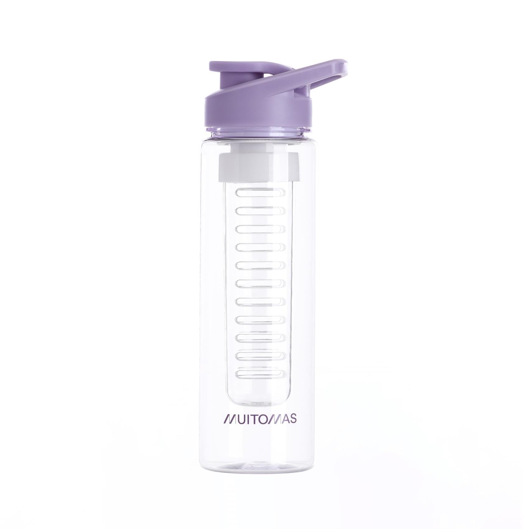 Muitomas, 700ml Water Bottle with Infuser Compact Design with Airtight Cap for Infusing Fruit, Tea or Herbs, Purple