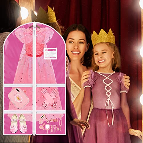 37"Kids Costume Garment Bag With 4 Zipper Pockets, Girls Dance Costume Cover Bag With Id Slot, Waterproof Clothes Hanging Protector Cover, Foldable Travel Storage Cover Bag For Travel Competitions #TOP3