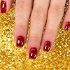 Nymora Red Press On Nails Short Oval Set - 24 Pieces Gel Full Cover Acrylic Nails for Women Girls, Burgundy Red False Nail, Natural Glossy Finish for Fall Winter Jelly Nail Kit #4