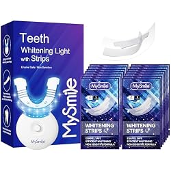 MySmile Teeth Whitening Kit, 28 Non-Sensitive Teeth Whitening Strips, Deluxe Teeth Whitener Dental Grade Tooth Whitening Strips for Home, Travel, 10 min Fast Result for Beautiful White Smile