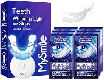 MySmile Teeth Whitening Strips 28 Treatments with LED Light - Non-Sensitive Non-Slip 56 Whitening Strips Fast Whitening Kit - Safe for Enamel - Remove Tooth Deep Stains