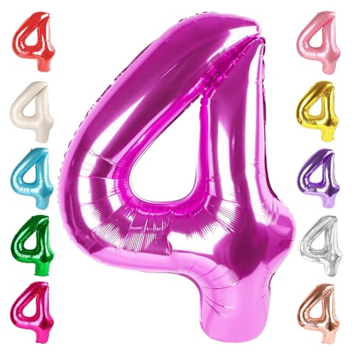 Image of 4 Balloon Numbers Birthday Decorations, 40In Rose Purple Balloons for Party | Eye-catching Appearance, Perfect Decorative Centerpieces, Convenient Self-sealing Structure, Widely for Various Occasions