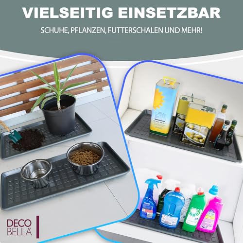 DECOBELLA Schuhabtropfschale | Schuhtablett Grau | Schuhablage, für Ihre schmutzigen Schuhe Abtropfschale | 70x35x3 cm Schuhwanne, Plastikwanne Flach