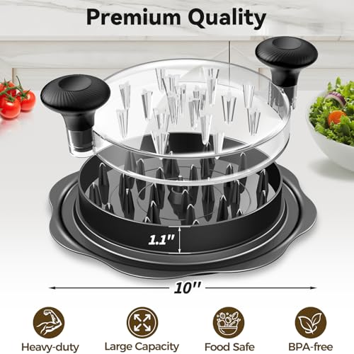 10" Pro Chicken Shredder Tool Twist Large for Kitchen, BPA-Free Food-Safe Meat Grinder, Visible Chicken Breast Meat Shredder with Strong Anti-Slip Bottom & Ergonomic Handle, Black image 3