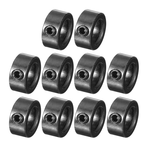 PATIKIL Bore 10 mm Shaft Collar 18 mm OD 8 mm Thickness, 10 Pack Carbon Steel Landing Gear Stopper Wheel Collar with Set Screw for Machine Tools Industry, Black