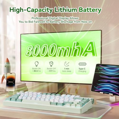 Image of LeobogxAula Nova75 Wireless Mechanical Pink Keyboard,Gaming Keyboard | Tri-mode Bluetooth /2.4GHz /USB-C,RGB Backlit,FR4 Plate,Hot Swappable Pre-lubed Switches,Programmable PBT Keycaps,8000mAh