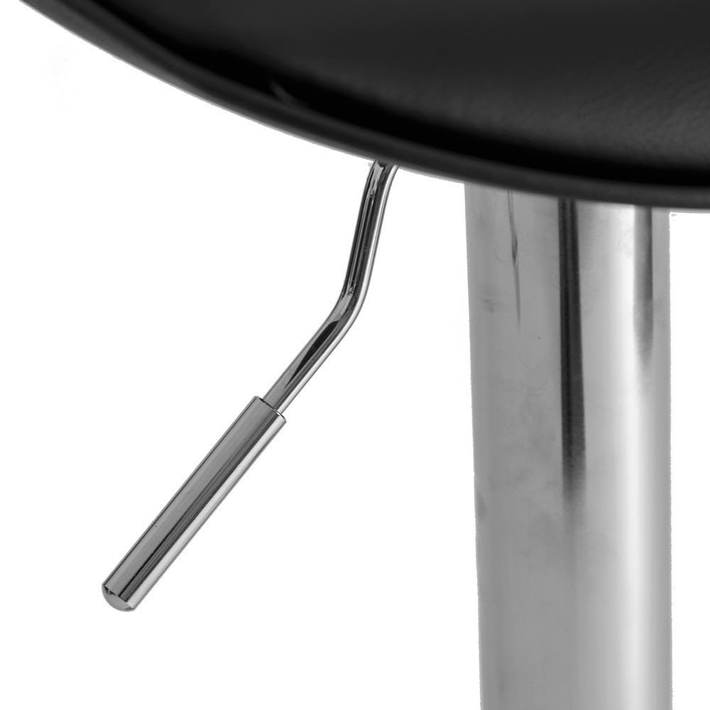 Taburete alto de cocina regulable en altura negro y metal con respaldo alto | Asiento acolchado y tapizado en poliel. Respaldo alto rígido. Altura ajustable de 83 a 104 cm. Resiste hasta 120 kg