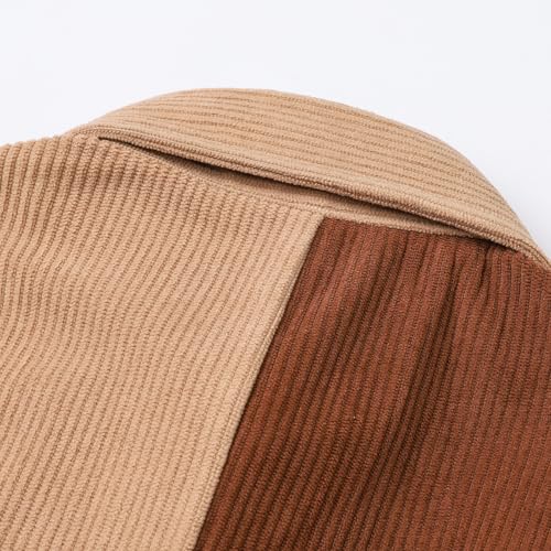 Toddler Boys Button Down Shirt Baby Long Sleeve Corduroy Color Block Kids Outfit Fall Winter Clothes4