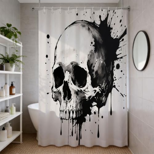Rideau de douche crâne 200x200 cm pour une salle de bain rock