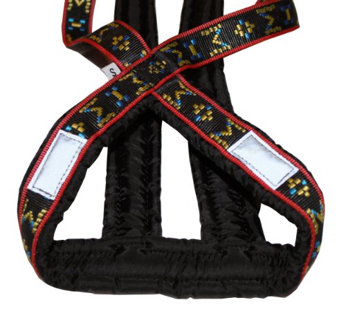 Weight Pulling Sledding Dog Harness X-Back Style for Wide Chested Hound Dogs (Black/Red, Medium)