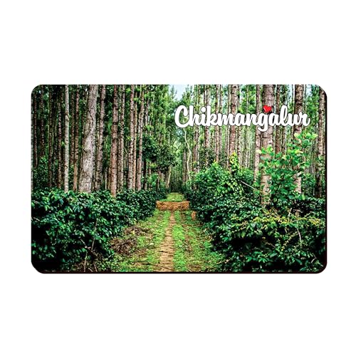 Image of Elegant Fridge Magnet with Themes |Rectangular Size Refrigerator Magnet with Magnetic Rubber Back | Pack of 1, 8.6cm X 5.4cm (Chikmangalur - Design 8)