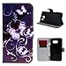 For Galaxy S6 , Leathlux Purple Flower Wallet PU Leather Case With Stand And Card Slots , Magnetic Flip Folio Protective Skin Cover for Samsung Galaxy S6 SM-G920