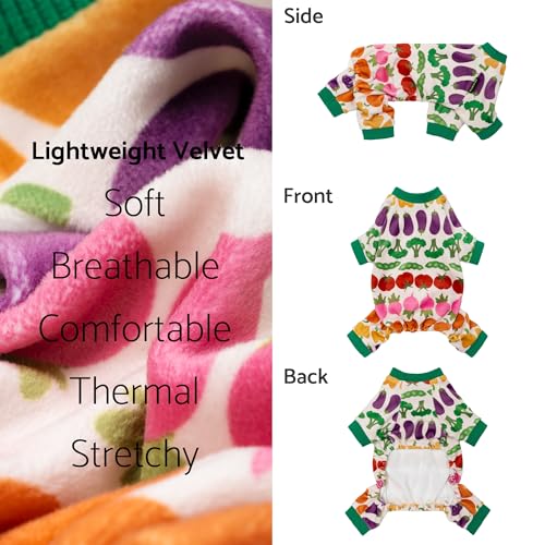 Image of Fitwarm Funny Vegetable Dog Pajamas, Warm Winter Dog Clothes for Small Dogs Boy Girl, Cozy Pet Onesie with Feet, Green, White, Red, Pink, Purple, Medium
