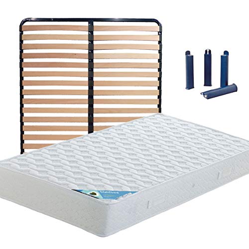 AltoBuy Maldives - Pack Matelas + Lattes 140x190 + Pieds