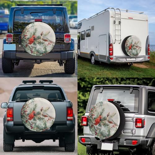 Image of Spare Tire Cover for RV Trailer, Winter Cardinal Tire Covers Universal Fit for Travel Trailer Camper Jeep RV SUV Truck Waterproof Wheel Cover (14 inch for Diameter 25 inch - 27 inch),A-53