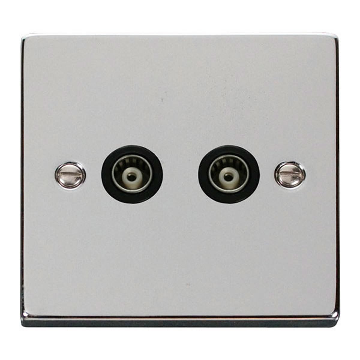 Click Polished Chrome Twin Isolated Coaxial Socket - Black Insert