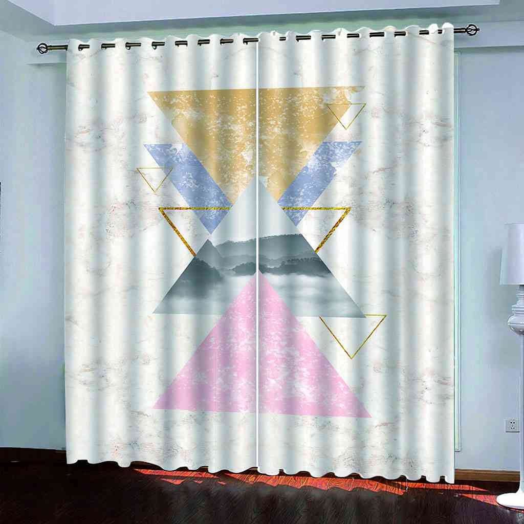Rideau pour chambre enfant et salon occultant 3D à oeillets décor géométrique 140x160 cm
