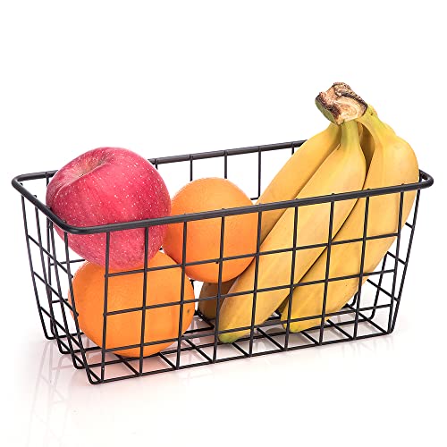 LeleCAT Kleine Drahtkörbe, Drahtkörbe für Küchenschränke, Speisekammer, Einkaufszentren, Teebeutel und Gewürzpakete, Badezimmer, schwarz, 1 Packung Cover