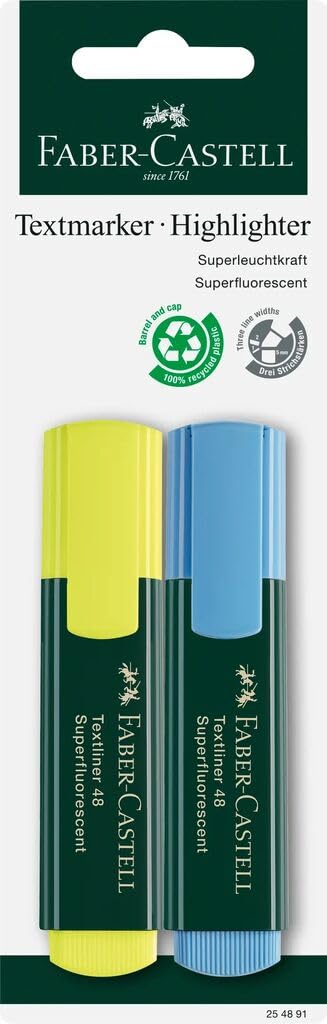 Faber-Castell 254891 - Blister 2 Textliner 48 - Yellow/Blue