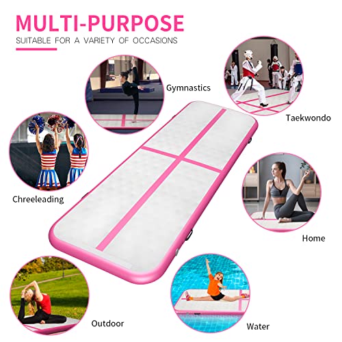 Zenova Air Mat Inflatable Gymnastics Mat Tumble Track 10Ft With Electric Pump For Gymnastics Training/Home Use/Cheerleading/Yoga/Water (9.8Ft X 3.3Ft X 4In, Pink) #TOP2