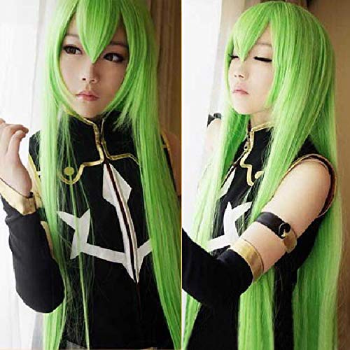 FidgetFidget Code Geass R2 C.C. 100cm Long Green Mixed Anime Cosplay Heat Resistent Wig H03