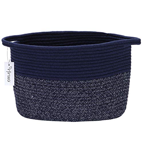 Hinwo Cesta de Almacenamiento de Cuerda de algodón, cesto de lavandería Plegable, contenedor de Almacenamiento de guardería, Organizador con Asas, 25 x 34 x 21 cm