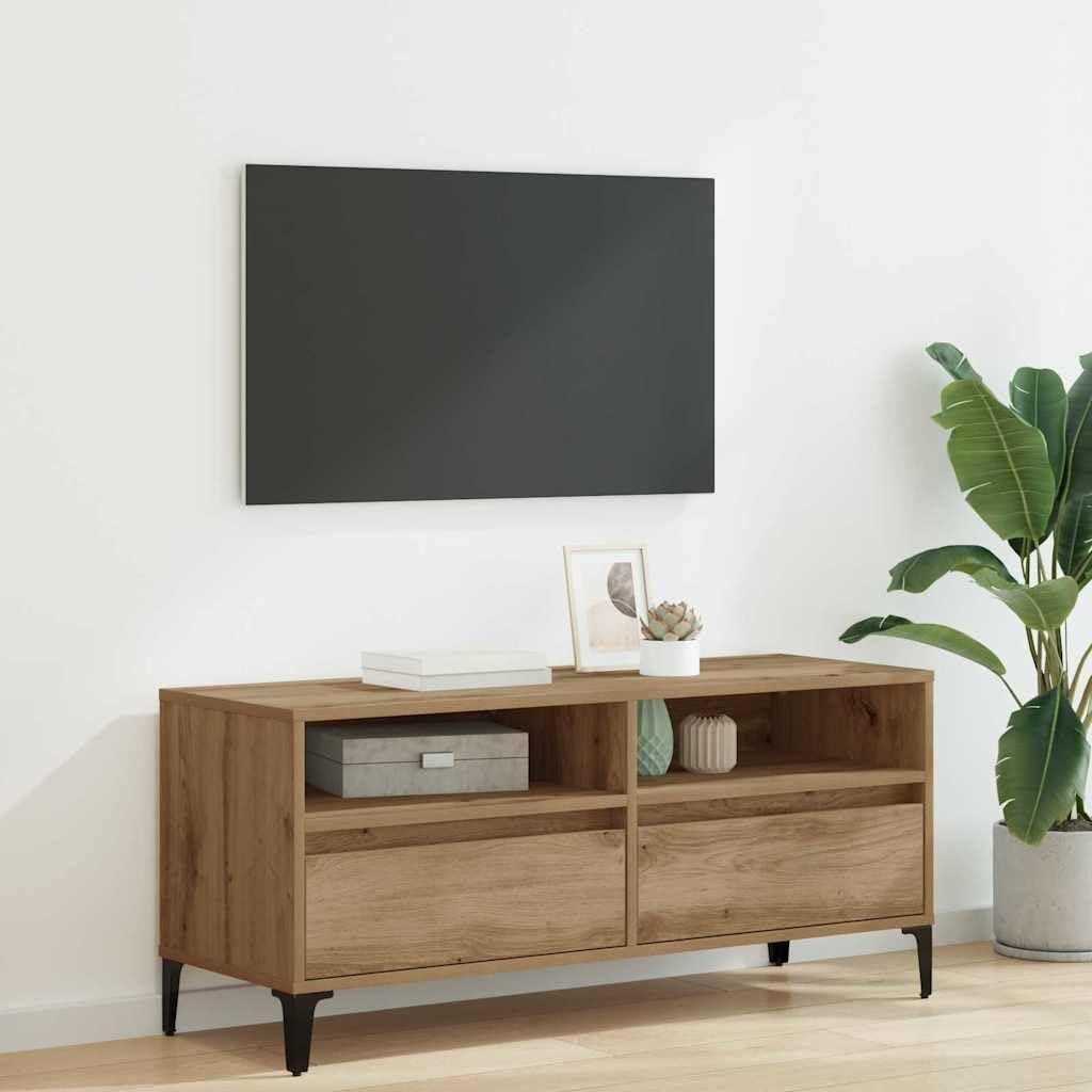 Générique Szafka pod telewizor 100 x 34,5 x 44,5 cm Chene Craft | Drewno konstrukcyjne, żelazne nogi, wbudowane kroki, szuflady na ślizgacze kulkowe, łatwe do czyszczenia