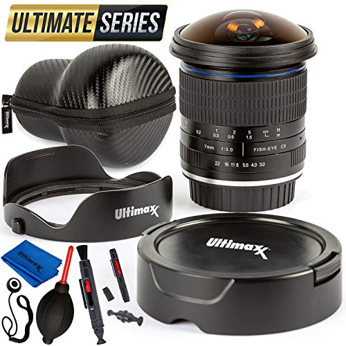 Ultimaxx 7mm f/3 HD Aspherical Fisheye Lens & Removable Hood Kit for Nikon