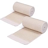 LotFancy Cotton Elastic Bandage Wrap, (4 Inches Wide x 15 Feet), 2PCS Cotton Compression Bandages...