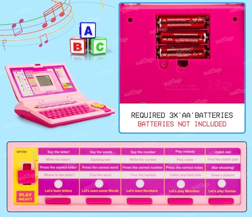Image of Zest 4 Toyz Educational Laptop for Kids Toy 2 3 4 5 Year Old | 20 Interactive Activities Learning Toy Laptop Alphabet Letter Words Games Mathematics Music Logic Memory Toys for Boys and Girls