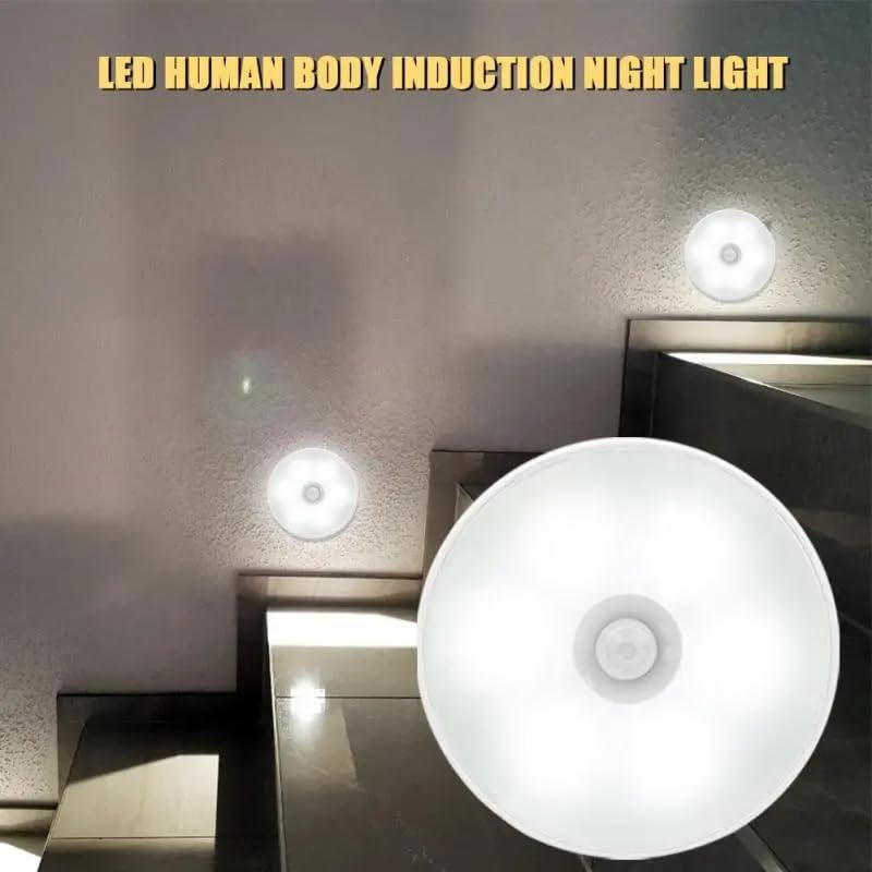 VIVITO Motion Sensor LED Night Light | Wireless, USB Rechargeable, Self-Adhesive | Automatic Lighting for Wardrobe, Stairs, Kitchen, Closet & More (Pack of 2, White) 3