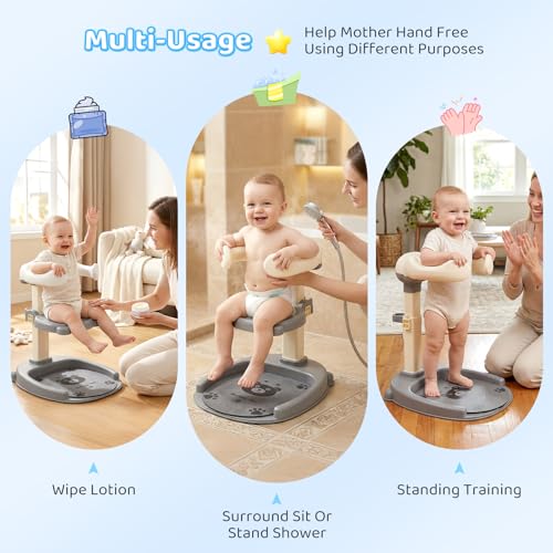Support baignoire bébé antidérapante réglable hauteur pour douche enfant - 7