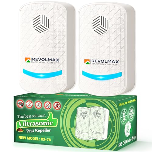 RX-78, Ultrasonic Pest Control Repeller - Electronic & Ultrasound, Indoor Plug-in Repellent - Get rid of - Rodents, Mice, Squirrels, Bats, Insects, Bed Bugs, Ants, Fleas, Spiders, Roaches (2Pack)