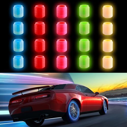 20 Bouchons de Valve Lumineux en ABS - 5 Couleurs Fluorescentes Universels Étanches pour Voiture, Vélo et Moto