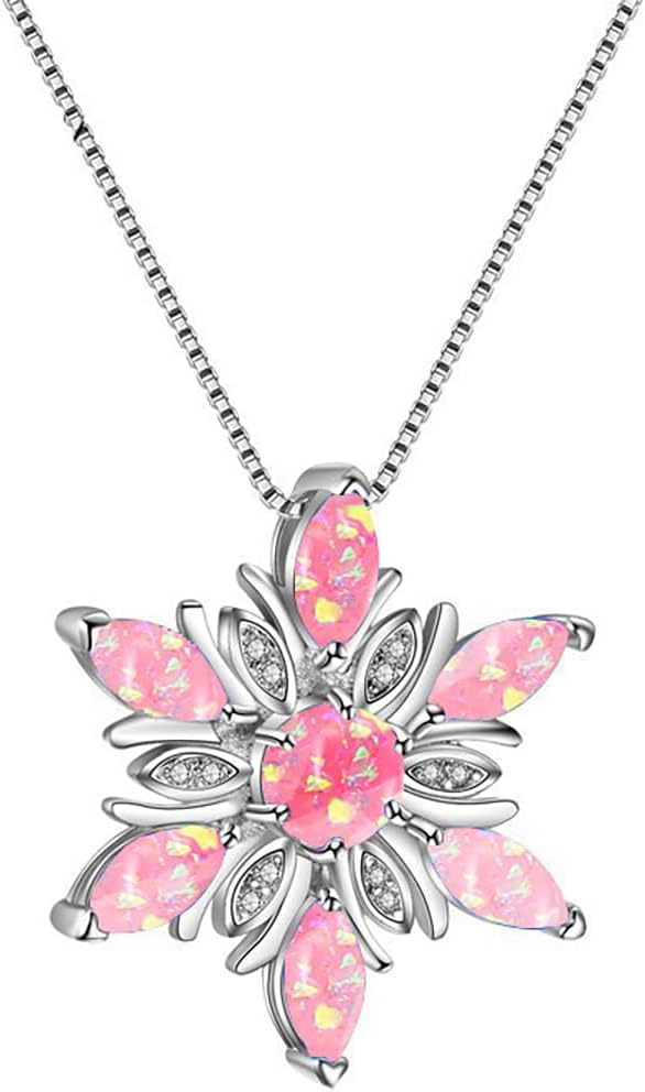 PINK TOWN Snowflake Necklace for Women Sparkle Crystal Snowflake Pendant Necklace Trendy Christmas Necklace Dainty Crystal Winter Snowflake Necklace Christmas Birthday Party Costume Jewelry