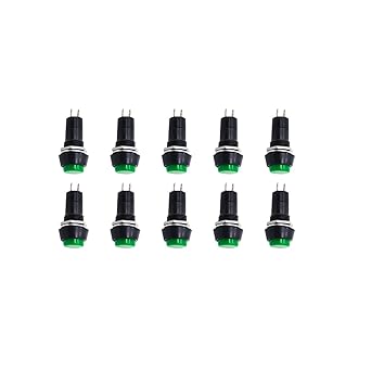 Electronic Spices Momentary Push To On Button Green Color Horns Switches Pack Of 10pcs